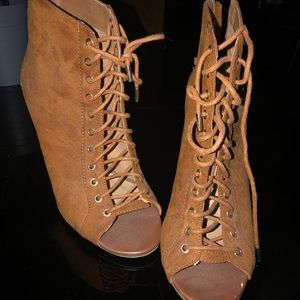 BAMBOO Shoes - Camel lace booties BAMBOO Shoes - Camel lace booties